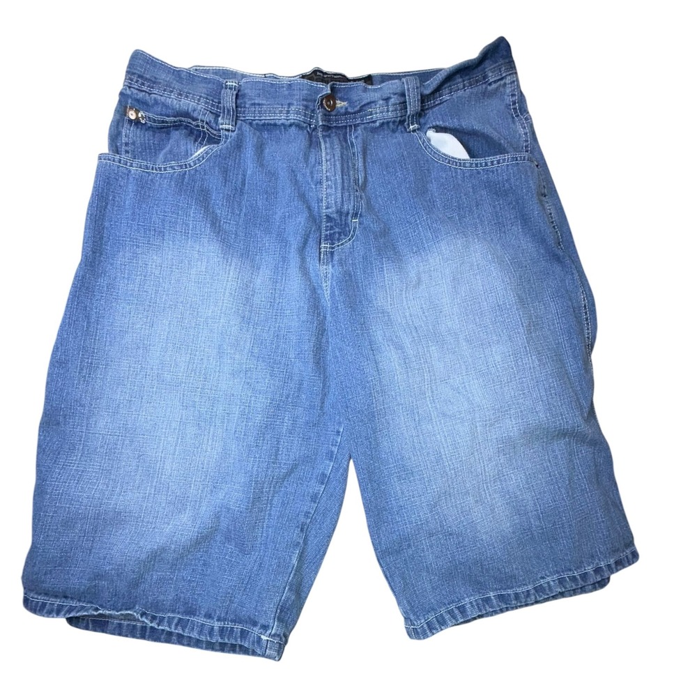 Southpole Mens Baggy Denim Shorts Light Wash Y2K Hip Hop Streetwear Size 36 Blue